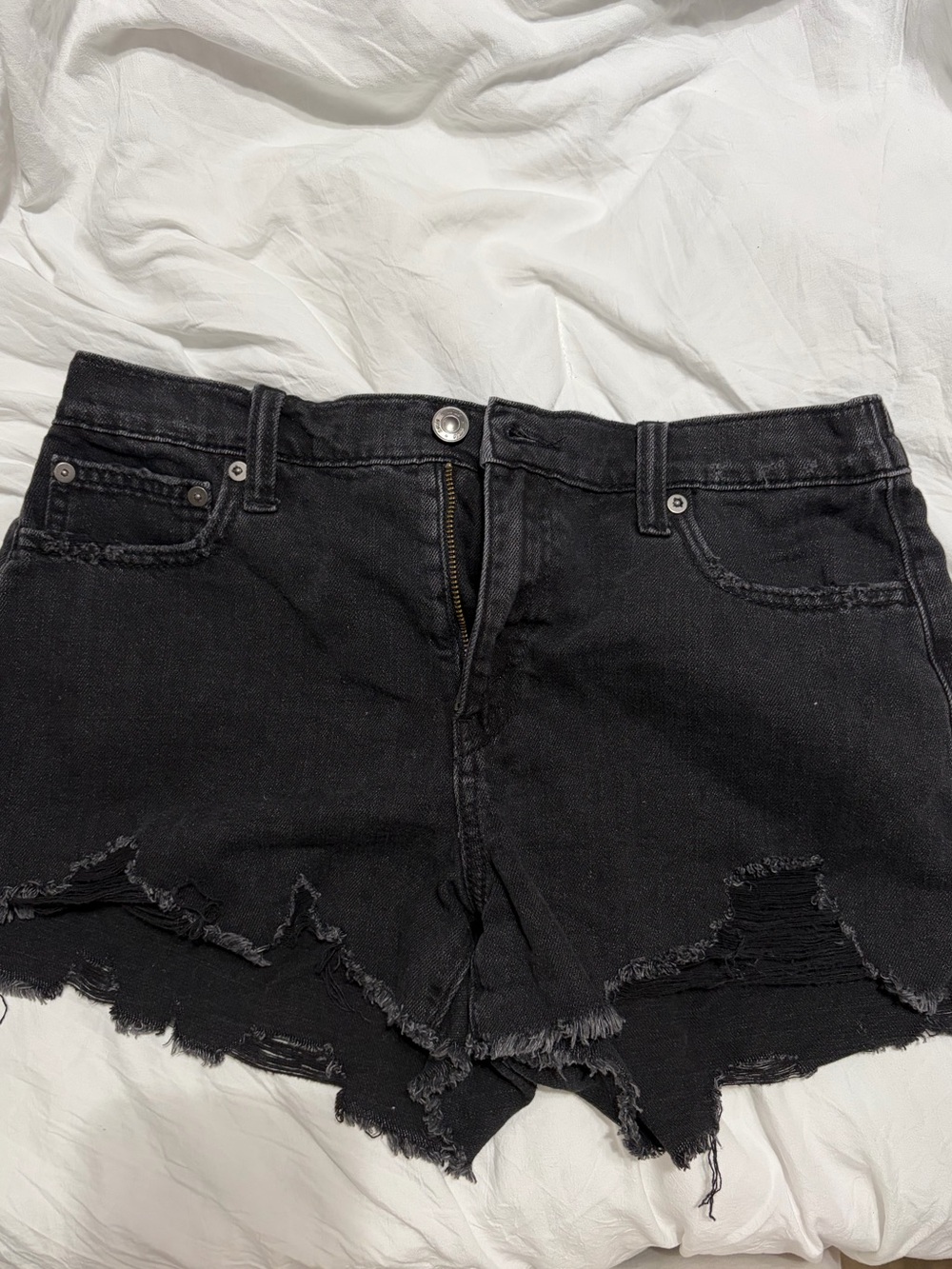 aerie Black Distressed Cutoff Jean Shorts